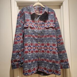 Alesbury Westerm Aztec Button-Up Shirt Mens Size 3XL 100% Heavy Cotton